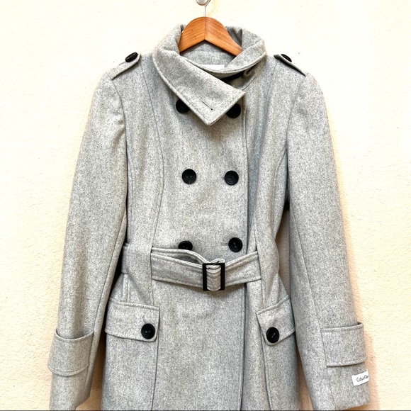 Calvin Klein Grey Wool Blend Coat - Picture 3 of 14